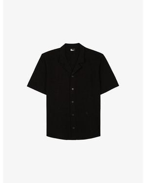 The Kooples Short-Sleeve Mesh Linen And Cotton-Blend Shirt - Black