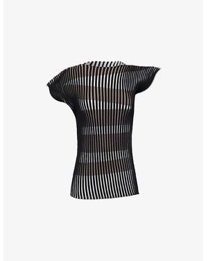 Issey Miyake Stripe Plating Knitted Top - Black