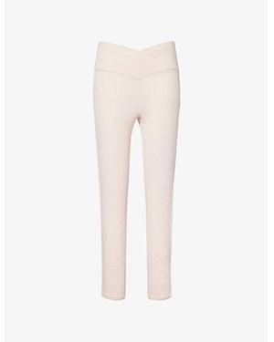 The Couture Club Sculpting Crossover-Waistband Stretch-Woven Leggings - Natural