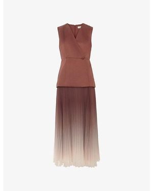 Phase Eight Solana Pleated-Skirt Woven Maxi Dress - Brown