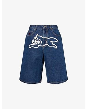 ICECREAM Triple Scoop Printed Denim Shorts - Blue