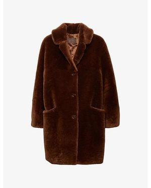 Prada Shearling Midi Coat - Brown