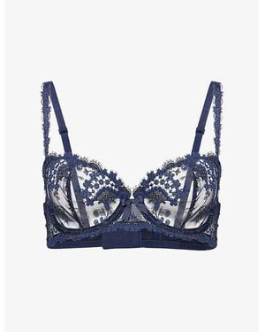 Simone Perele Wish Underwired Tulle And Lace Half-Cup Bra - Blue