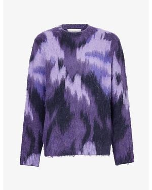 Les Deux Forrest Crewneck Woven Knit Jumper - Purple