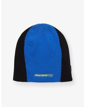 AWAKE NY Panel Knitted Cotton Beanie - Blue