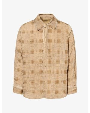 Uma Wang Tab Checked Virgin Wool-Blend Shirt - Natural