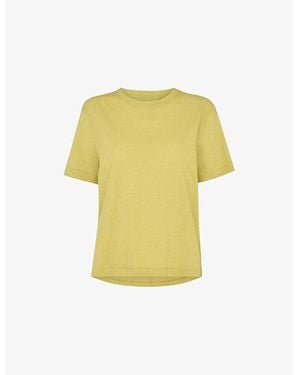 Whistles Emily Ultimate Round-Neck Short-Sleeve Cotton T-Shirt - Yellow