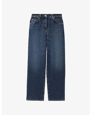 Reiss Selin Mid-Rise Straight-Leg Denim Jeans - Blue
