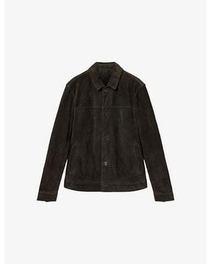 AllSaints Nates Button-Down Suede Jacket - Black