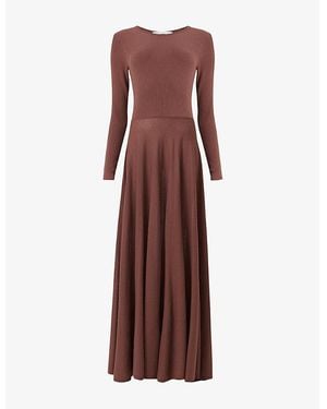 eem Long-Sleeve Fit And Flare Knitted Maxi Dress - Purple