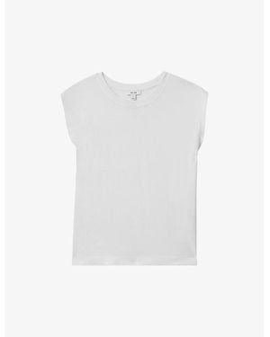 Reiss Morgan Capped-Sleeve Cotton T-Shirt - White