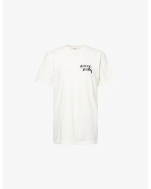 Anine Bing Walker Text-Print Cotton T-Shirt - White