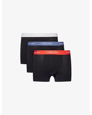 Calvin Klein Icon Logo-Waist Pack Of Three Cotton-Jersey Trunks - Blue