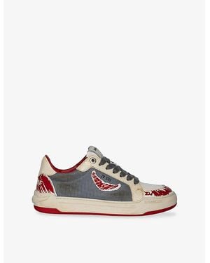 Zadig & Voltaire Fly Wings Leather And Mesh Low-Top Sneakers - Multicolor