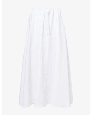 Dissh Ravello High-Rise Cotton Midi Skirt - White