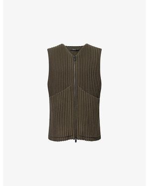 Seventh Utility Zipped Ribbed Cotton-Blend Vest - Green
