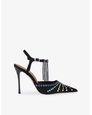 Kurt Geiger Kurt Crystal Suede Heeled Slingback Courts - Black