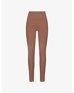 Skims High-Waisted Ribbed Wool-Blend Leggings - Brown