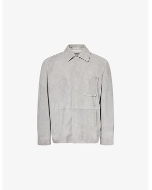 Loewe Curved-Hem Relaxed-Fit Suede Overshirt - Grey