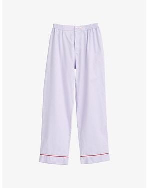 Hay Outline Contrast-Piping Cotton Pyjama Trousers - Purple