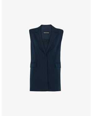 Whistles Joss Regular-Fit Lapel-Collar Sleeveless Woven Blazer - Blue