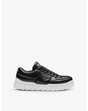 Prada Logo-Plaque Padded Leather Low-Top Trainers - Black