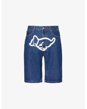 ICECREAM Puppy Relaxed-Fit Denim Shorts - Blue