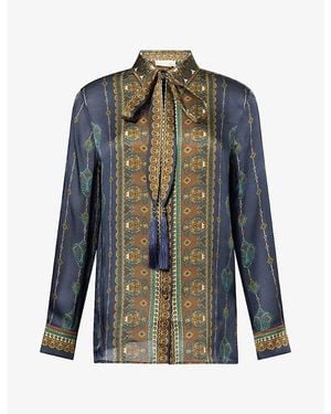Zimmermann Ascent Scarf Silk Shirt - Blue