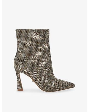 Kurt Geiger Candy Embellished Heeled Woven Ankle Boots - Grey