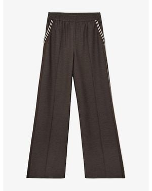 Reiss Marlow Wide-Leg High-Rise Woven Trousers - Grey