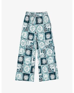 Ro&zo Zodiac-Print Wide-Leg Woven Trousers - Blue