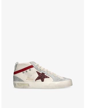 Golden Goose Mid Star 82835 Glitter-Embellished Leather And Suede Mid-Top Trainers - Pink