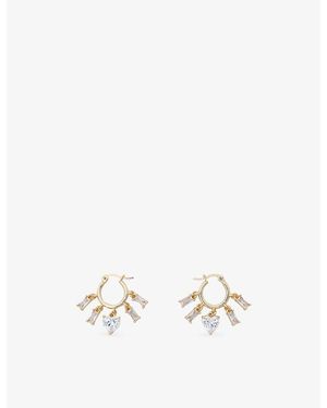 Maje Multi-Charm Brass And Crystal Drop Hoop Earrings - White
