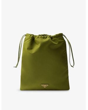 Prada Triangle-Logo Re-Nylon Pouch - Green