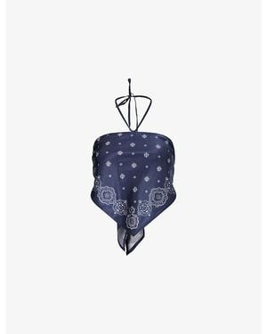 GOOD AMERICAN The Recess Scarf Rayon-Blend Top - Blue