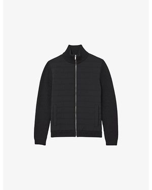 Reiss Townsend Funnel-Neck Ribbed-Neck Jacket - Black