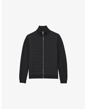 Reiss Townsend Funnel-Neck Ribbed-Neck Jacket - Black
