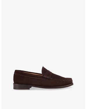 LK Bennett Solo Suede Penny Slot Loafers - Brown