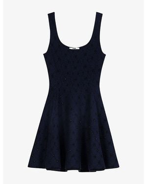 Maje Sequin-Embellished Jacquard Woven Mini Dress - Blue
