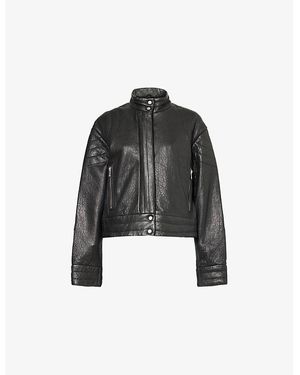 Represent Drive Two-Zip-Pockets Regular-Fit Leather Jacket - Black