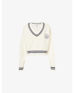 Sisters & Seekers Relaxed-Fit Embroidered-Logo Knit Jumper - White