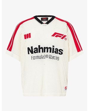 NAHMIAS F1 Striped-Sleeve Cotton-Jersey Top - Red