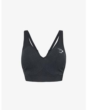 GYMSHARK Vital Fitted Stretch-Woven Sports Bra - Black