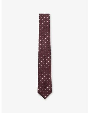 BOSS Micro Monogram-Pattern Silk-Blend Tie - Purple