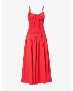 Dissh Paloma Shirred Cotton Midi Dress