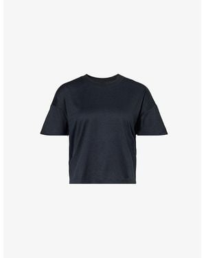 Vuori Energy Brand-Patch Boxy-Fit Stretch-Jersey T-Shirt - Blue