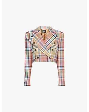 Vivienne Westwood Tartan Cut-Off Wool Jacket - White