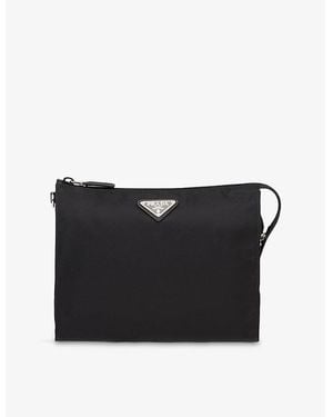 Prada Re-Nylon And Saffiano Leather Pouch - Black