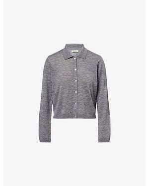 Skall Studio Amethyst Collared Merino Wool Cardigan - Grey