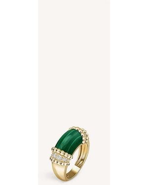 Van Cleef & Arpels Perlée Couleurs 18Ct- 0.3Ct Brilliant-Cut Diamond And 8.5Ct Malachite Ring - White